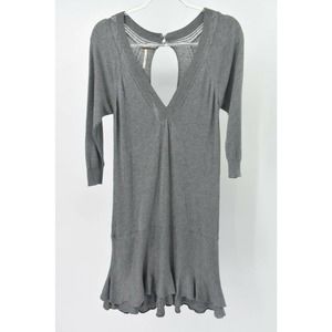 Free People Womens Gray Drop Waist 3/4 Sleeve Sweater Dress Size M